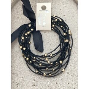 NEW Dorothy Black Multi Strand Bracelet Piano Wire Gold Tone Beads Vintage